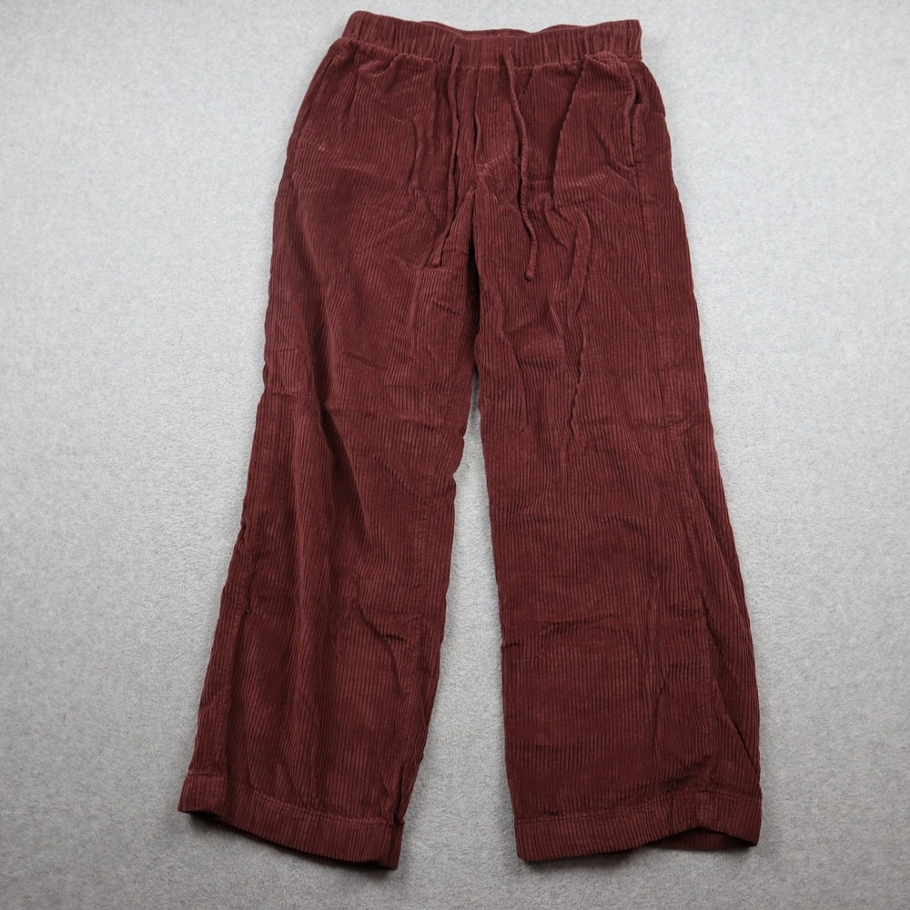 American Eagle Pants Womens XS Wide Leg Burgundy Stretch Corduroy Elastic Waist